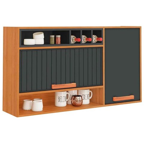 Armário Aéreo Napoles 120cm 2 Portas Itatiaia Cor Cinamomo Grafite