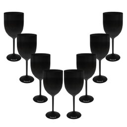 Kit 8 Taças Vinho Preto 400ml Acrílico - 1 Kit 8 Taças Vinho Preto 400ml Acrílico - 1