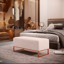 Ver imagem 1 de Puff Decorativo Sala de Estar Cléo 90cm Base de Ferro Cobre W01 Suede Bege - Lyam Decor