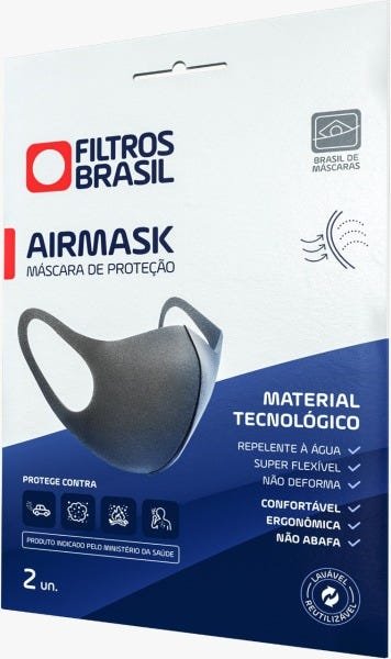Kit 4 Máscaras Proteção Airmask Reutilizável 2m E 2g - 1