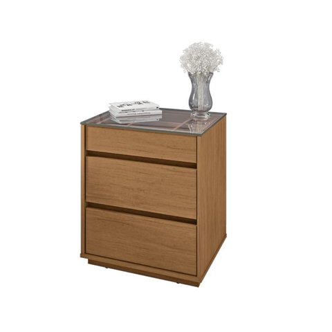 Mesa de Cabeceira Belize 3 Gavetas 50cm Cedro Casa D