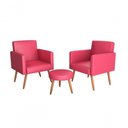 Ver imagem 2 de Conjunto 02 Poltronas E 1 Puff Dallas - Rosa Courano