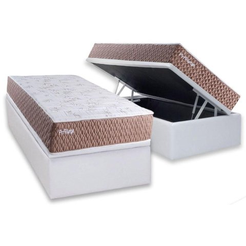 Cama Box Baú Crc Solteiro +Colchão Molas Privilege Paropas -