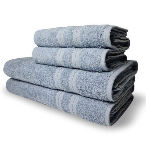 Jogo de Toalhas Itália Soft 4 Pçs - 2 Banho e 2 Rosto 430g-m² 100% Algodão Azul