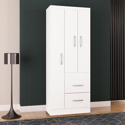 Guarda Roupa Solteiro Milão 3 Portas Branco Brilho – Poquema - 2