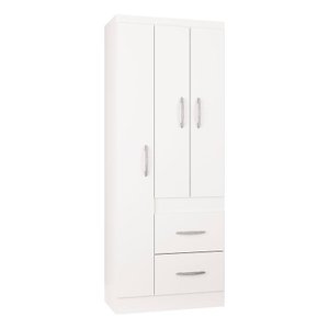 Guarda Roupa Solteiro Milão 3 Portas Branco Brilho – Poquema