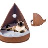 Cama Caminha Pet Gato Portátil Viagem Peixe Marrom - 1