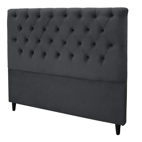 Cabeceira Solteiro Embaixatriz Suede para Colchão Box 88cm Simbal Suede Cinza Escuro
