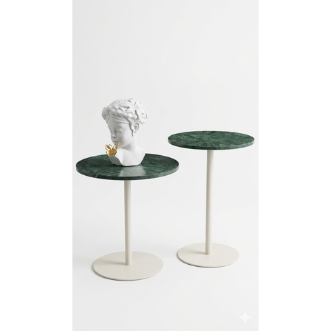Mesa de Apoio Tampo em Marmore Base em Metal