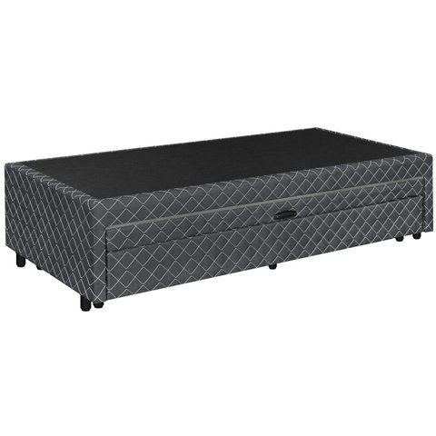 Base Box Solteiro c/ Baú na Cama Auxiliar Gaby 88x188 Cinza Escuro