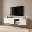 Ver imagem 1 de Rack para TV até 52 Polegadas MDF 155cm Moderno com Portas e Nichos Decorativos Branco