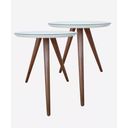 Ver imagem 1 de Conjunto Mesa Apoio Lateral Vidro Laqueado Par: Branco
