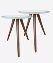 Ver imagem 1 de Conjunto Mesa Apoio Lateral Vidro Laqueado Par: Branco