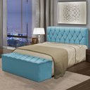 Ver imagem 1 de Kit Cabeceira Pérola+ Calçadeira Itália Casal 140 CM Suede Azul Turquesa- D A Decor