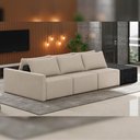 Ver imagem 6 de Sofá Ilha Modular para Sala 312cm com Puff Dublin K01 Linho Bege e Sintético Preto - Lyam Decor