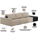 Ver imagem 7 de Sofá Ilha Modular para Sala 312cm com Puff Dublin K01 Linho Bege e Sintético Preto - Lyam Decor