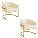Ver imagem 2 de Poltrona Sala Decorativa Kit 2 Arielle Industrial Dourado Sintético Pu D03 - D’Rossi