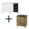 Kit Balcão 160cm Angelis Branco/Preto + Balcão Cooktop 4 Bocas Castanho/Castanho - 1