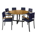 Ver imagem 2 de Conjunto Sala de Jantar Mesa Redonda 6 Cadeiras com Braço MDF Coliseu Azul/Preto