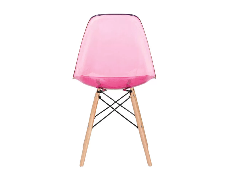 Cadeira Charles Eames Eiffel Acrílico Rosa Transparente Base Madeira Sala Cozinha Jantar - 3