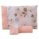 Ver imagem 1 de Jogo Cama Lençol Encanto King Estampado Percal 180 Fios C/ Ponto Palito 3 Peças - Floral - Salmão