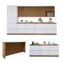 Ver imagem 3 de Cozinha Completa Modulada 10 Peças 14 Portas 11 Gavetas com Rodapé Norten Branco/Nature
