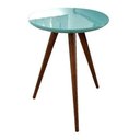 Ver imagem 1 de Mesa De Canto Lateral Redonda Vidro Laqueado tampo MDF vidro: Azul Tifany