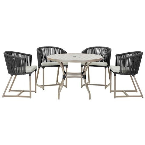 Mesa com 4 Cadeiras e Noronha Estofado 3 Trama Original Preto