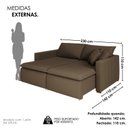 Ver imagem 3 de Sofá Cama Retrátil em Madeira Eucalipto e Bouclê 230cm Uruguai