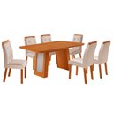 Ver imagem 2 de Mesa de Jantar Carolina 180cm Tp MDF Laminado Canto Copo Base Detalhe Off White com 6 Cadeiras Carol