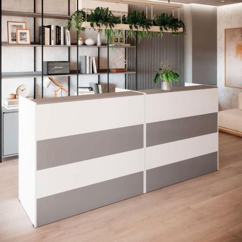 Balcão para Atendimento Escritório MDP 180cm Cinza Sagrado com Branco F5 Office