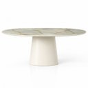 Ver imagem 1 de Mesa de Jantar Cone Oblongo 160x90 Cm Tampo Mármore Blue Deep e Base Laca Off White