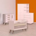 Ver imagem 1 de Conjunto Berço Mini Cama Retrô, Cômoda Sapateira Retrô e Guarda Roupa C/ Cômoda Rosa