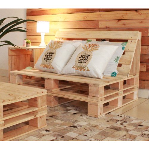 Sofá de Pallet Padrão em Pinus com Encosto 2 Lugares | MadeiraMadeira