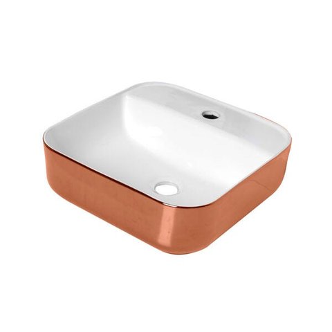 CUBA QUADRADA COM MESA ROSE GOLD WHITE LX423RGW