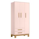 Ver imagem 1 de Guarda Roupa Solteiro Gran Aurora 3 Portas 2 Gavetas MDP Rosa Acetinado Qmovi