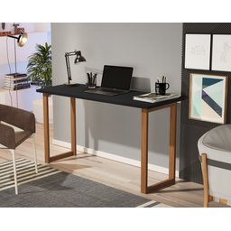 Mesa Estudo Escrivaninha 90 Cm para Quarto e Sala Moderna Trabalho Notebook Premium Luxo Cor Preto - 2
