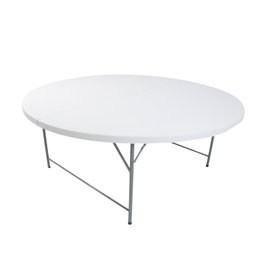 Mesa Dobrável Redonda 180cm Branca 8 Lugares Portátil e Resistente Multiuso com Alça para - 2