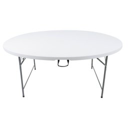 Mesa Dobrável Redonda 180cm Branca 8 Lugares Portátil e Resistente Multiuso com Alça para - 5