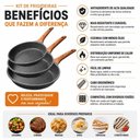 Ver imagem 3 de Kit de Frigideiras Antiaderentes Alumínio Revestimento 24cm 26cm 28cm Preto 3 Peças