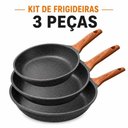 Ver imagem 4 de Kit de Frigideiras Antiaderentes Alumínio Revestimento 24cm 26cm 28cm Preto 3 Peças