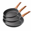 Ver imagem 1 de Kit de Frigideiras Antiaderentes Alumínio Revestimento 24cm 26cm 28cm Preto 3 Peças