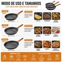 Ver imagem 2 de Kit de Frigideiras Antiaderentes Alumínio Revestimento 24cm 26cm 28cm Preto 3 Peças