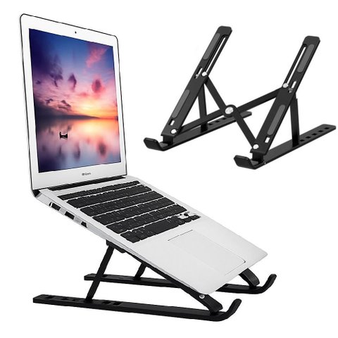Suporte para Notebook Tablet Articulado Ergonomico Base Ajustavel Dobravel Preto Antiderrapante Prat