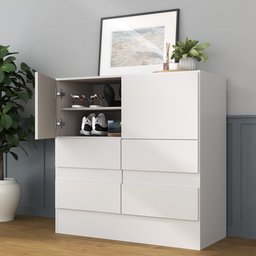 Sapateira 2 Portas 4 Gavetas Maya Branca - Moville - 1 Sapateira 2 Portas 4 Gavetas Maya Branca - Moville - 1