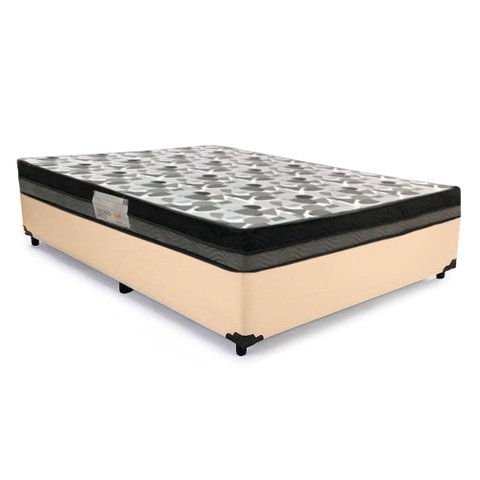 Cama Box Casal Sintético + Colchão Casal Ortobom Iso Dupla Face 60X138X188 Cor:Bege