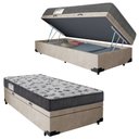Ver imagem 1 de Cama Box Baú Solteiro Suede + Colchão de Espuma D33 - Sereneprime - 88cm Bege