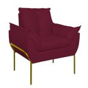 Ver imagem 3 de Poltrona Sofá Luxo Base Metal Dourada Recepção Escritório Cor:marsala