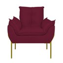 Ver imagem 4 de Poltrona Sofá Luxo Base Metal Dourada Recepção Escritório Cor:marsala