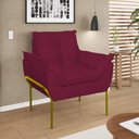 Ver imagem 1 de Poltrona Sofá Luxo Base Metal Dourada Recepção Escritório Cor:marsala